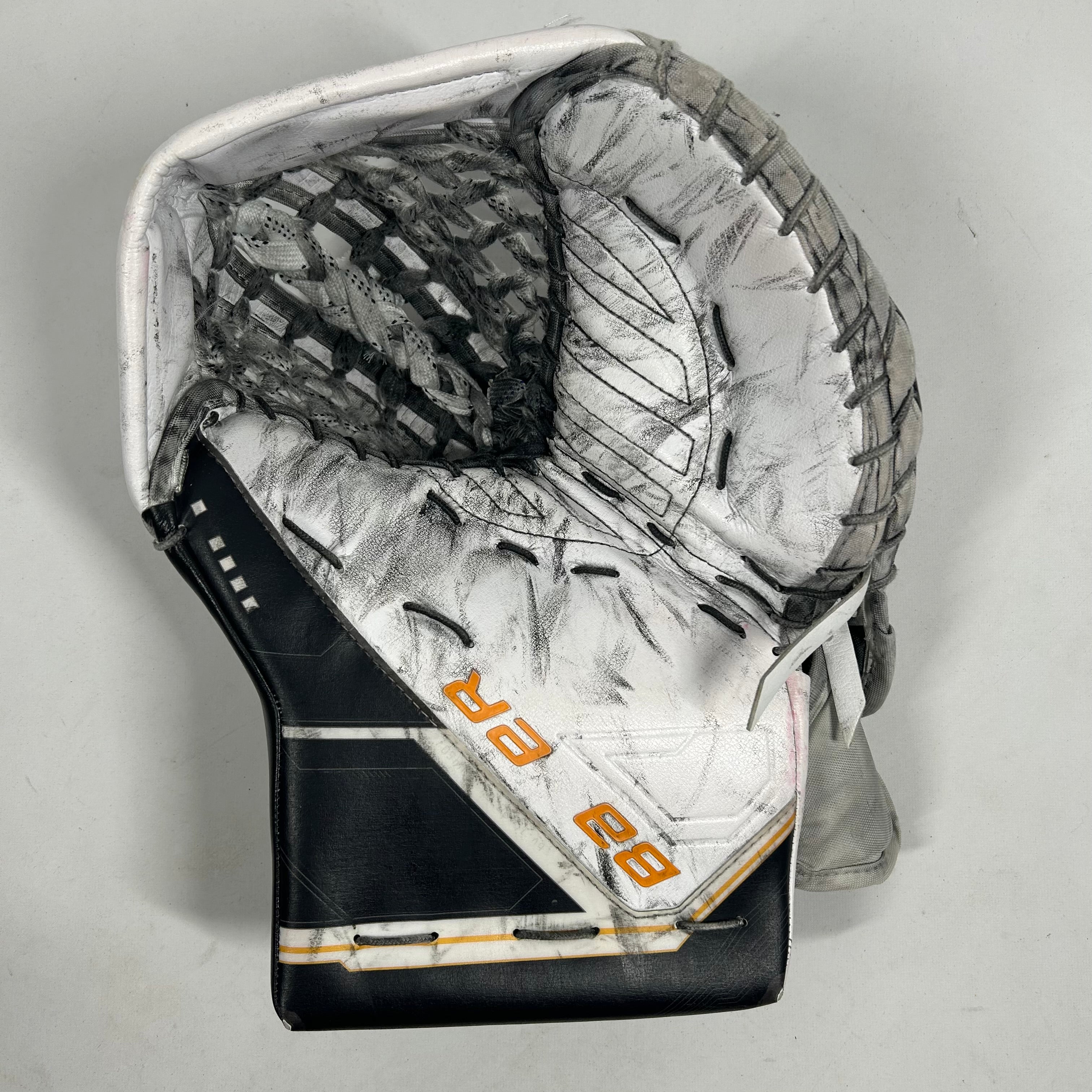 Bauer Supreme Mach - Gants Pro Stock d'occasion (blanc/bleu marine)